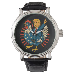 Reloj De Pulsera Meme divertido de Jockey sobre pollo Trump