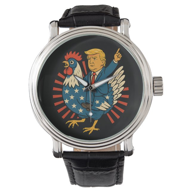 Reloj De Pulsera Meme divertido de Jockey sobre pollo Trump (Anverso)