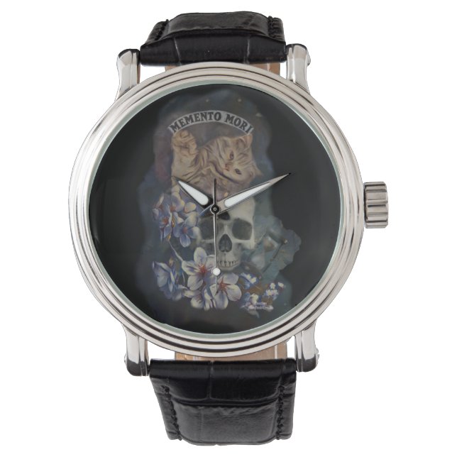 Reloj De Pulsera Memento mori cat (Anverso)