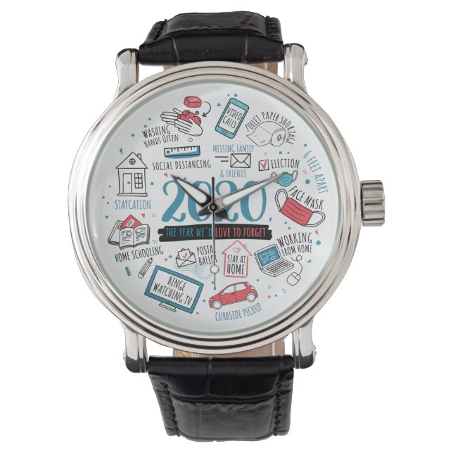 Reloj De Pulsera Memorabilia de Cuarentena Funny 2020 (Anverso)