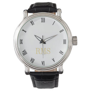 Reloj De Pulsera Mens Classic Vintage Look Monograma Iniciales Watc