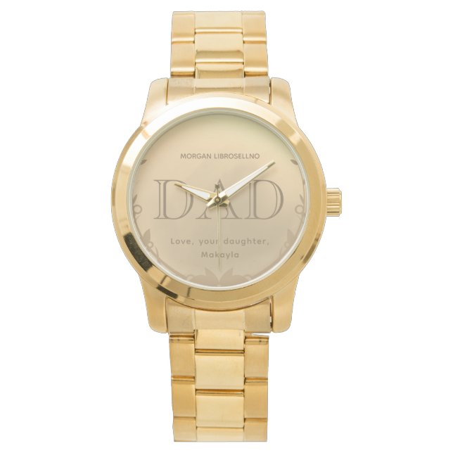 Reloj De Pulsera Mensaje de nombre dorado papá (Anverso)