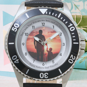 Reloj De Pulsera Mensajes y Foto del Día del Padre Feliz