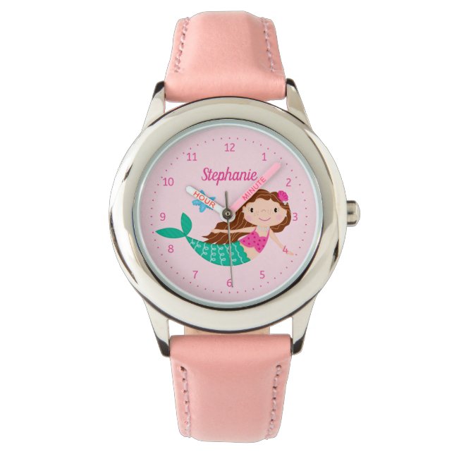 Reloj De Pulsera Mermaid Cute Pink Personalizado (Anverso)