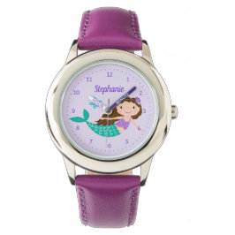 Reloj De Pulsera Mermaid Cute Purple Personalizado