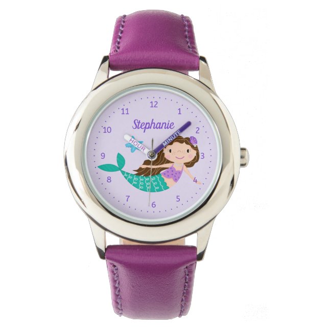 Reloj De Pulsera Mermaid Cute Purple Personalizado (Anverso)