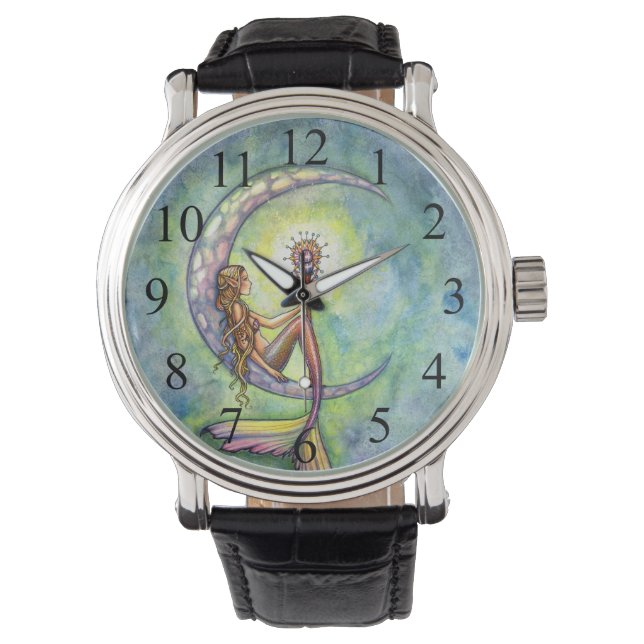 Reloj De Pulsera Mermaid Moon Fantasy Art (Anverso)