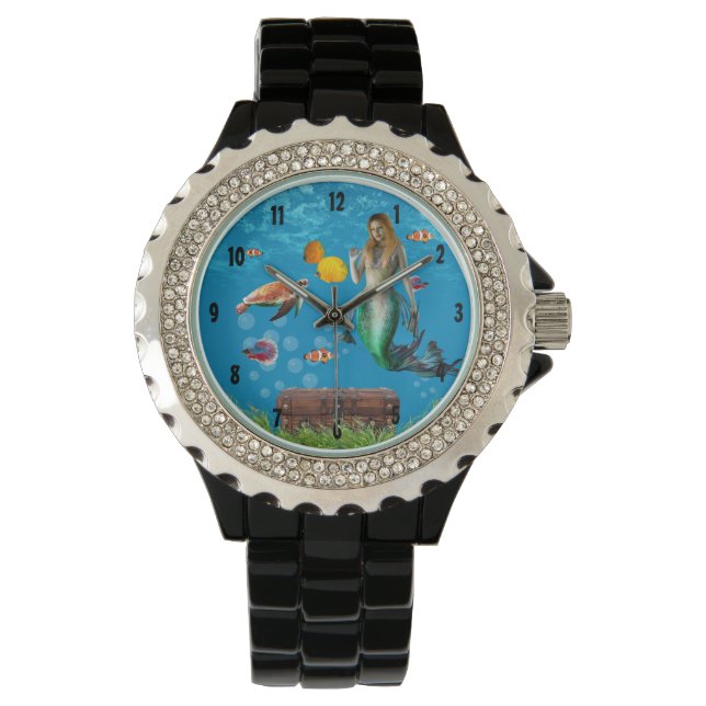 Reloj De Pulsera Mermaid subacuático Treasure Hunt Fantasy Blue (Anverso)