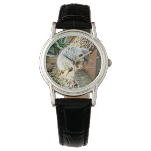 Reloj De Pulsera Merokat Cat Naps, Damas Black Leather Watch.