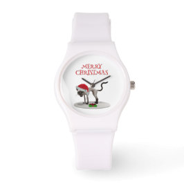 Reloj De Pulsera Merry Christmas. Cat with Santa hat
