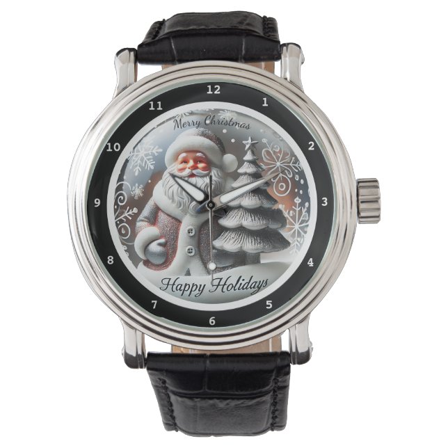 Reloj De Pulsera Merry Christmas Santa Claus with Christmas Tree (Anverso)