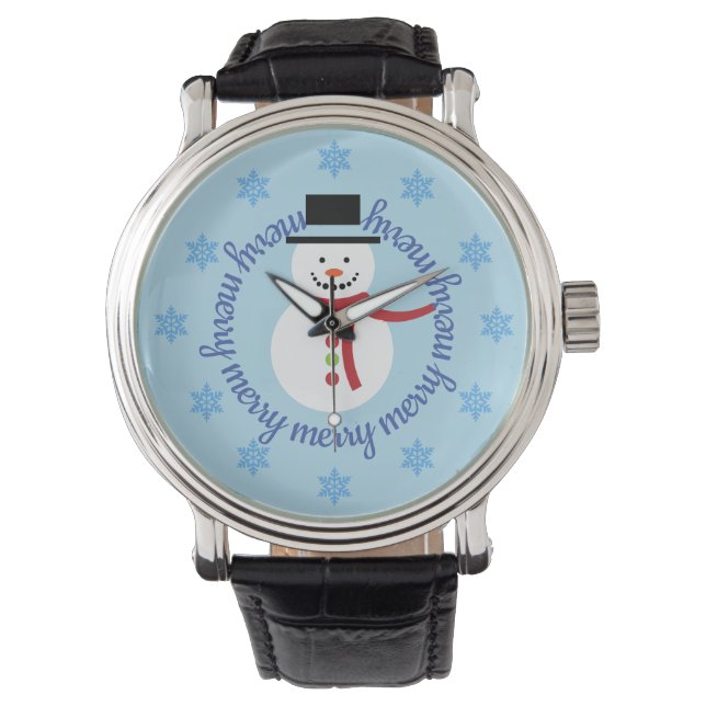 Reloj De Pulsera Merry Merry Snowman Winter Watch (Anverso)
