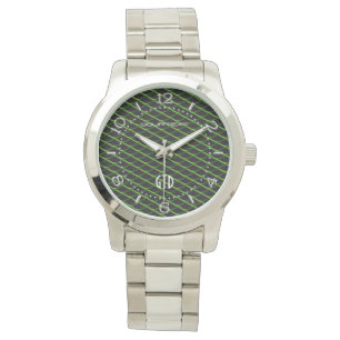 Reloj De Pulsera Metálico de perla verde de malla industrial person
