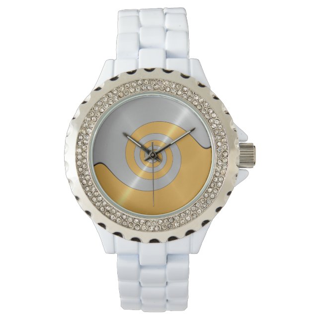 Reloj De Pulsera Metalizado de acero radial brillante dorado (Anverso)