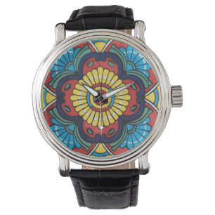 Reloj De Pulsera Mexican red talavera tile
