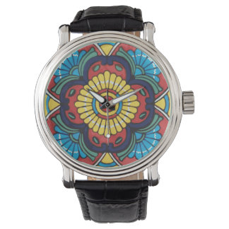 Reloj De Pulsera Mexican red talavera tile