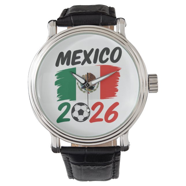 Reloj De Pulsera Mexico 2026 Soccer Fan Design with Football (Anverso)