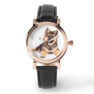 Reloj De Pulsera Mezcla de pastores alemanes en color de borde