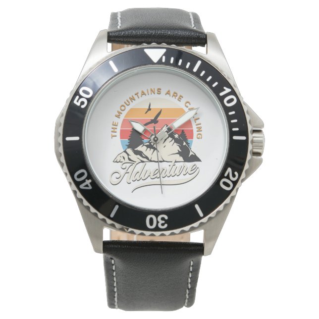 Reloj De Pulsera Mi aventura - Cuero negro de acero inoxidable (Anverso)