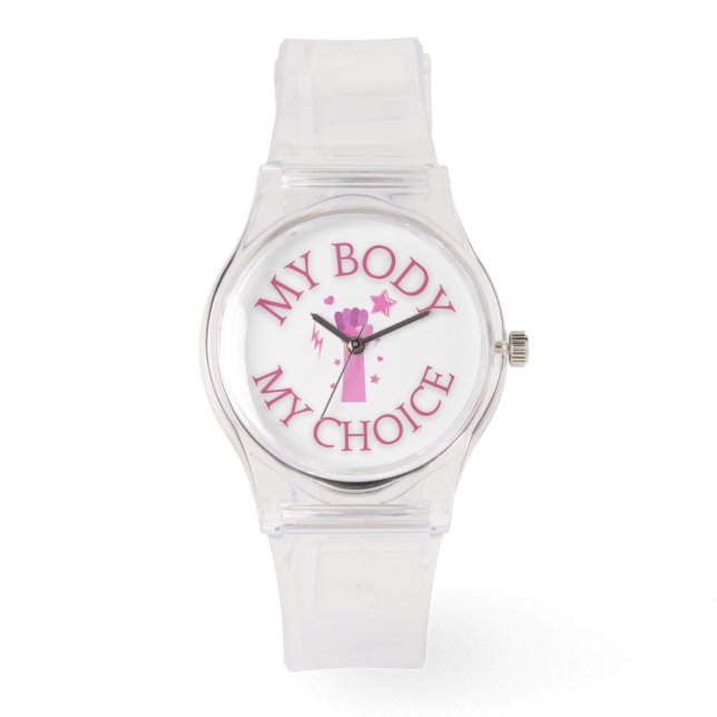 Reloj De Pulsera Mi cuerpo mi elección Feminista Rosa (Anverso)