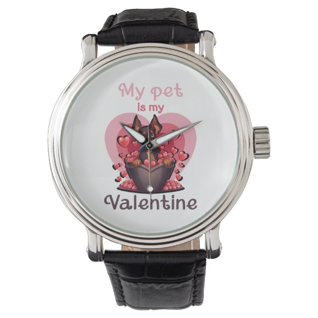 Reloj De Pulsera Mi mascota es mi Valentine, no 25 camisetas clásic (Anverso)
