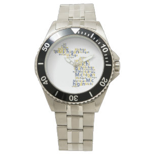 Reloj De Pulsera Michigan azul y oro