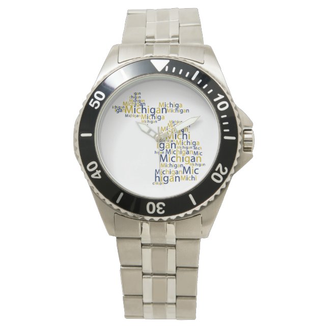 Reloj De Pulsera Michigan azul y oro (Anverso)