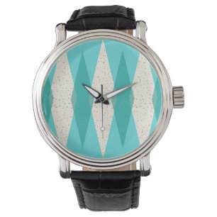 Reloj De Pulsera Mid Century Modern Argyle Leather Watch