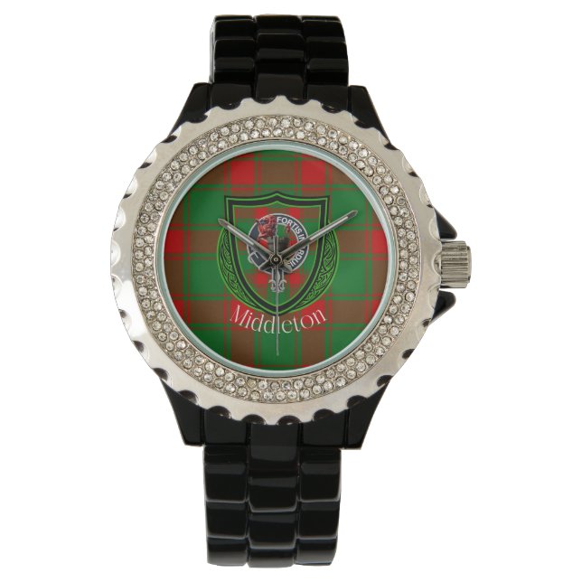 Reloj De Pulsera Middleton Scottish Clan Tartan & Crest (Anverso)