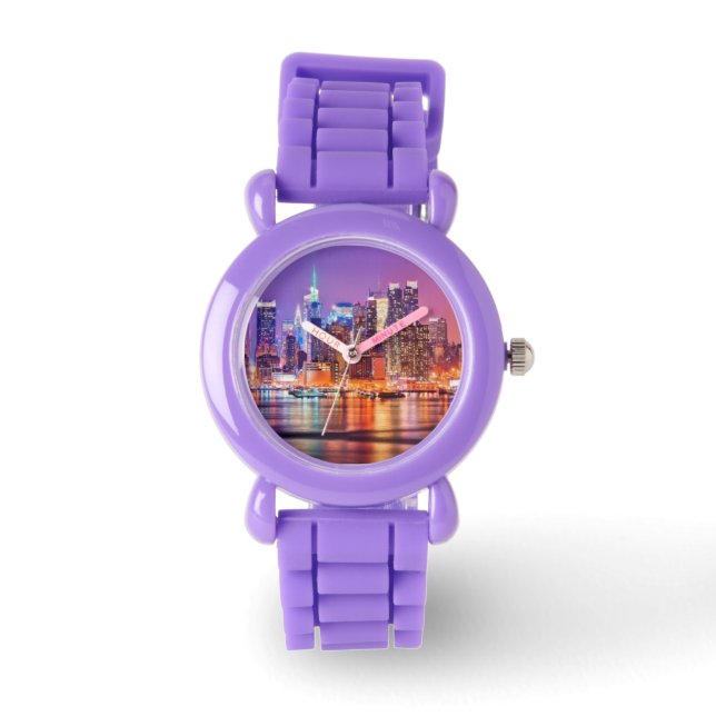 Reloj De Pulsera Midtown Manhattan de noche con Empire State (Anverso)