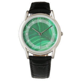 Reloj De Pulsera Mineral de malaquita verde brillante