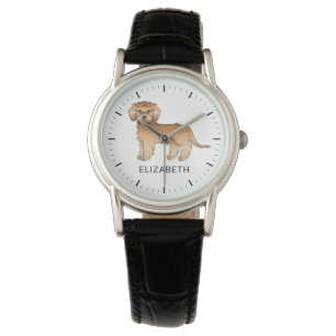 Reloj De Pulsera Mini Goldendoodle Cartoon de albaricoque & nombre