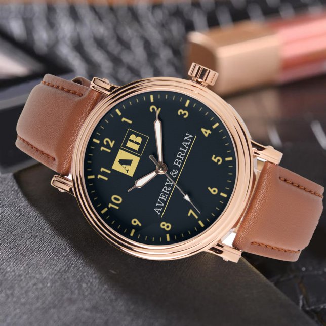 Reloj De Pulsera Minimal Monogram bride and groom couple  (Subido por el creador)