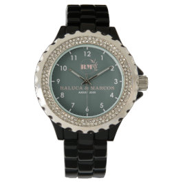 Reloj De Pulsera Minimal Monogram Watch featuring elegant green and