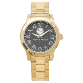 Reloj De Pulsera Minimalist Vintage Him and Her Monogram