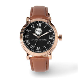 Reloj De Pulsera Minimalist Vintage Monogram with Couple’s Initials