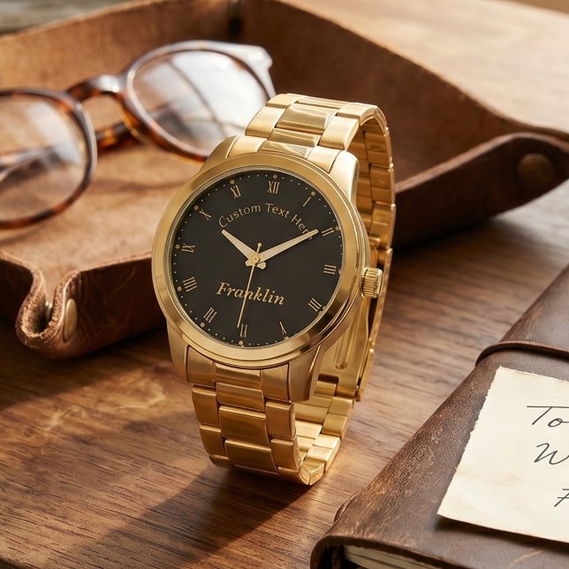 Reloj de pulsera minimalista moderno de acero inox (Modern Minimalist Stainless Steel Custom Name Dad Watch)