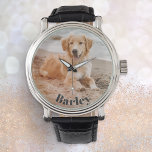 Reloj De Pulsera Minimalista moderno y elegante Mascota Nombre de f<br><div class="desc">Pon a tu perro en la foto con este elegante reloj de personalizable. Tu propia elección de foto favorita se mostrará en la cara del reloj, con texto (como el nombre de tu perro) curvado alrededor del borde inferior con letras elegantes. Con un sencillo estilo minimalista y un atractivo personalizado,...</div>