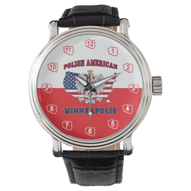 Reloj De Pulsera Minneapolis Minnesota Polaco (Anverso)