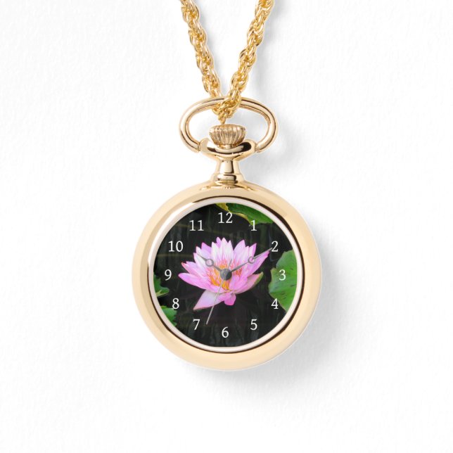 Reloj De Pulsera Mirada de agua rosada de Lotus (Anverso)