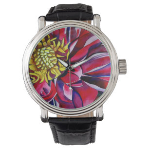 Reloj De Pulsera Mirada de Dahlia rosa por Sacha Grossel Art