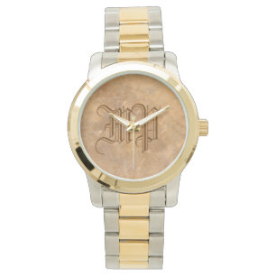 Reloj De Pulsera Mirada de piedra con clase del monograma