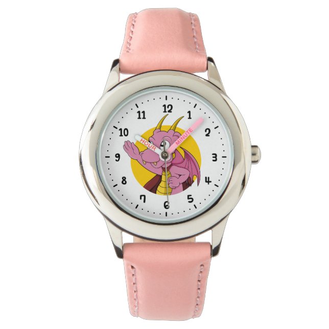 Reloj De Pulsera Mirador de personalizado de dragón rosa (Anverso)