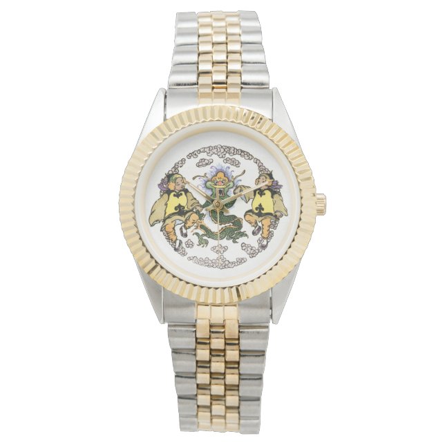 Reloj De Pulsera Mirar dragón de suerte japonés jugando con los niñ (Anverso)