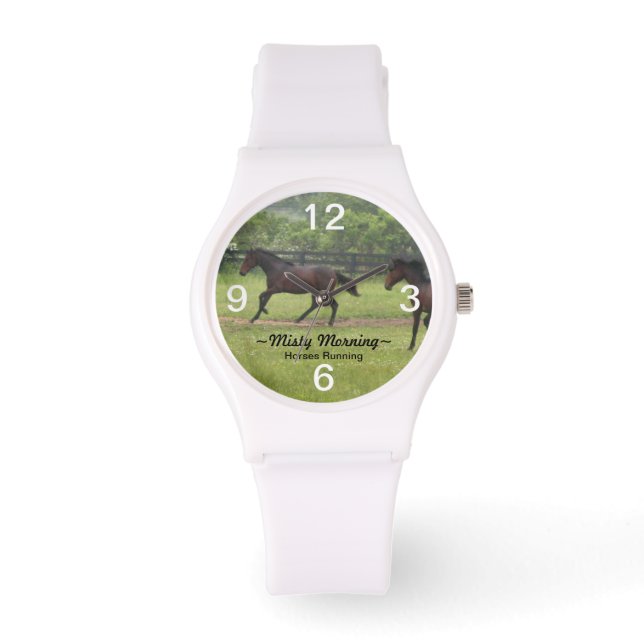 Reloj De Pulsera Misty morning Horses corriendo Watch (Anverso)