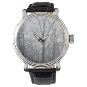 Reloj De Pulsera Misty Trees Gray Woodland