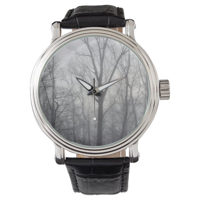 Reloj De Pulsera Misty Trees Gray Woodland (Anverso)