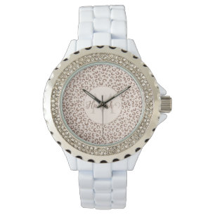 Reloj De Pulsera Mocha Mousse y Cream Tan Leopard Pattern