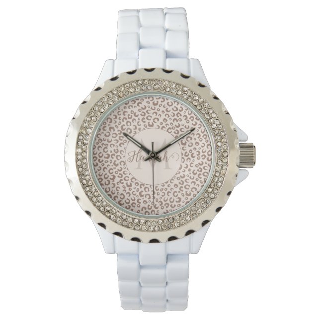 Reloj De Pulsera Mocha Mousse y Cream Tan Leopard Pattern (Anverso)