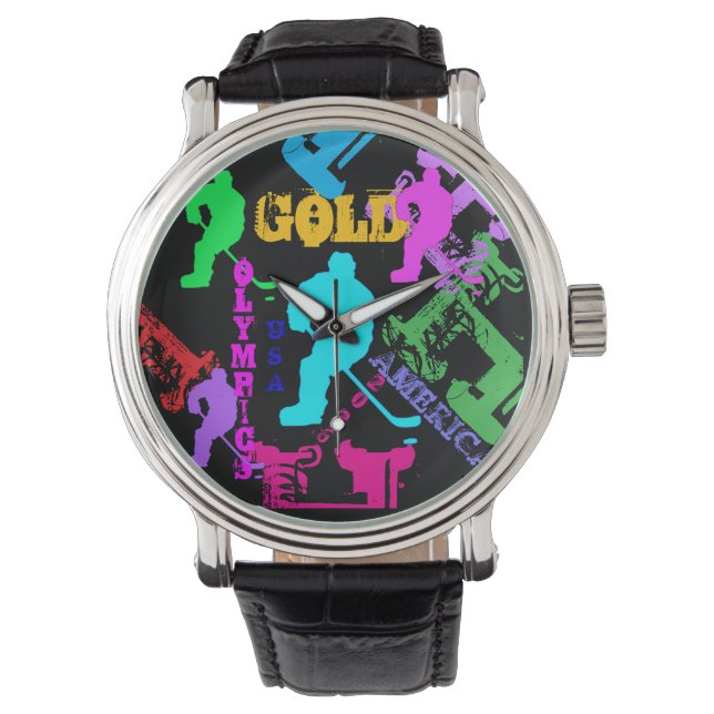 RELOJ DE PULSERA MOCHILA IMPRESA DE HOCKEY OLÍMPICO (Anverso)